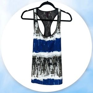 Material Girl Tie Dye Lace Racerback Tank Top Small